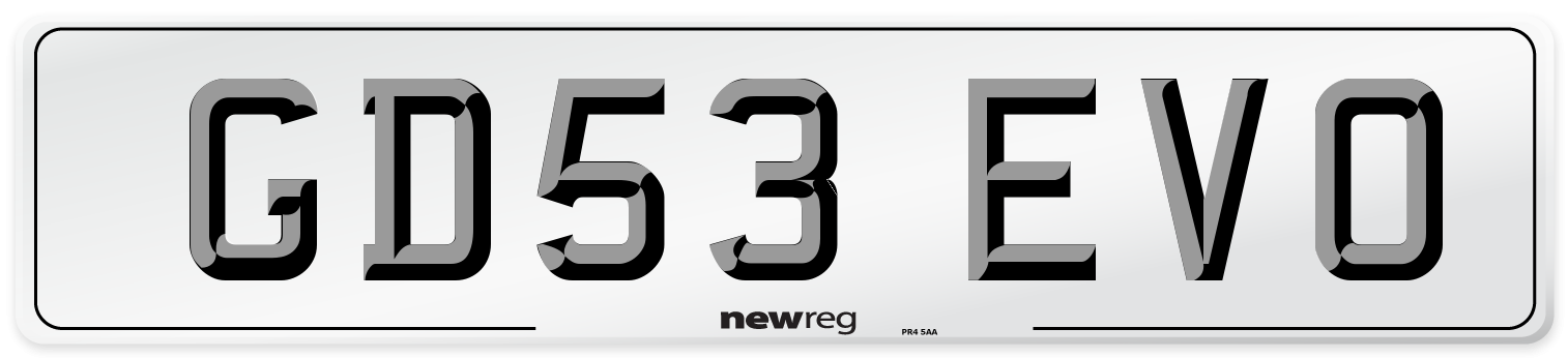 GD53 EVO Number Plate from New Reg
